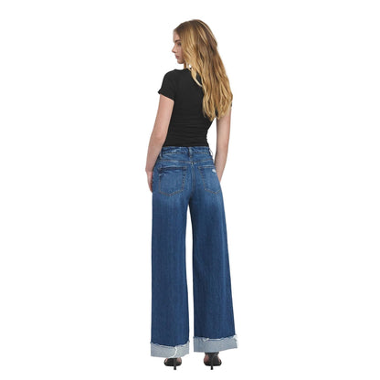 Women's Vervet Super High Rise Cuffed Baggy Wide Leg Jeans T6614