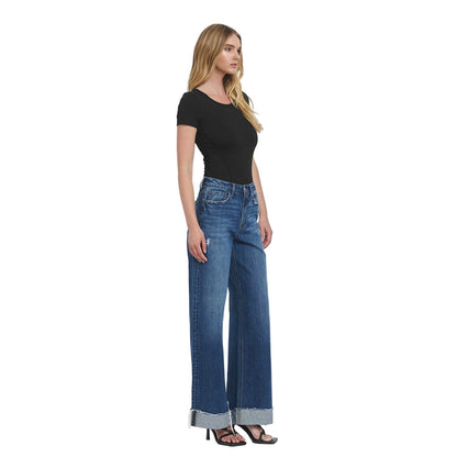 Women's Vervet Super High Rise Cuffed Baggy Wide Leg Jeans T6614