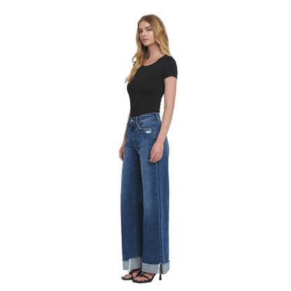Women's Vervet Super High Rise Cuffed Baggy Wide Leg Jeans T6614