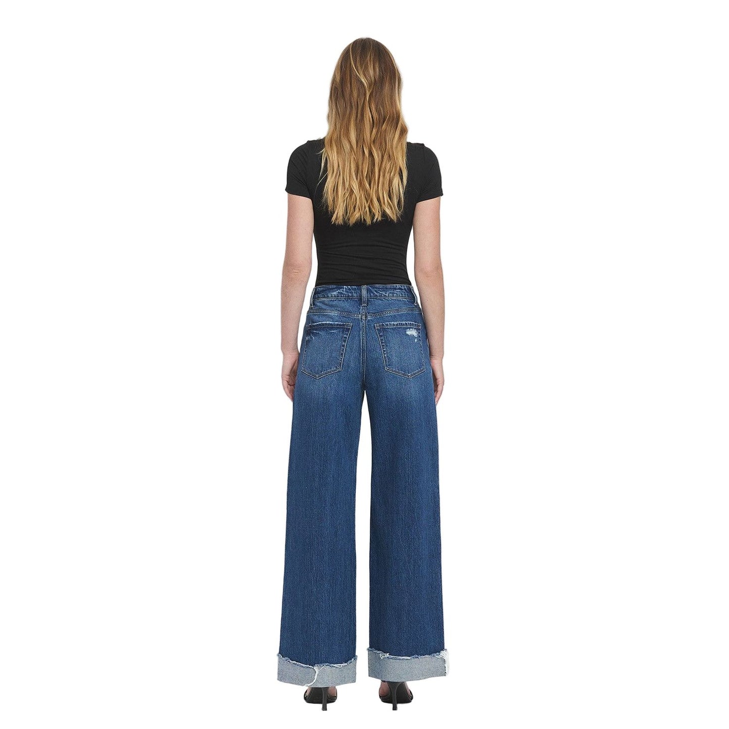 Women's Vervet Super High Rise Cuffed Baggy Wide Leg Jeans T6614