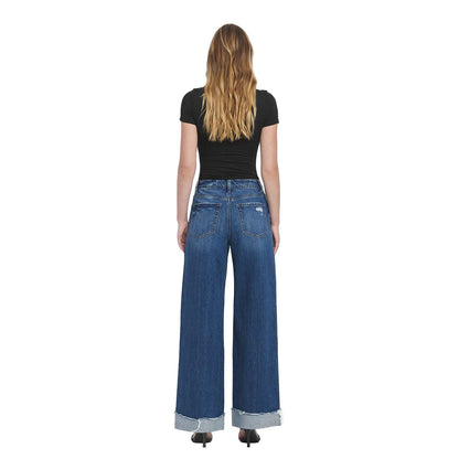 Women's Vervet Super High Rise Cuffed Baggy Wide Leg Jeans T6614