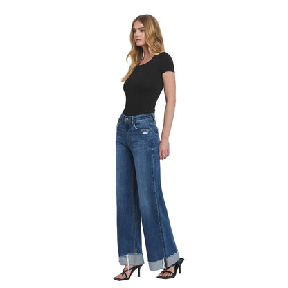 Women's Vervet Super High Rise Cuffed Baggy Wide Leg Jeans T6614