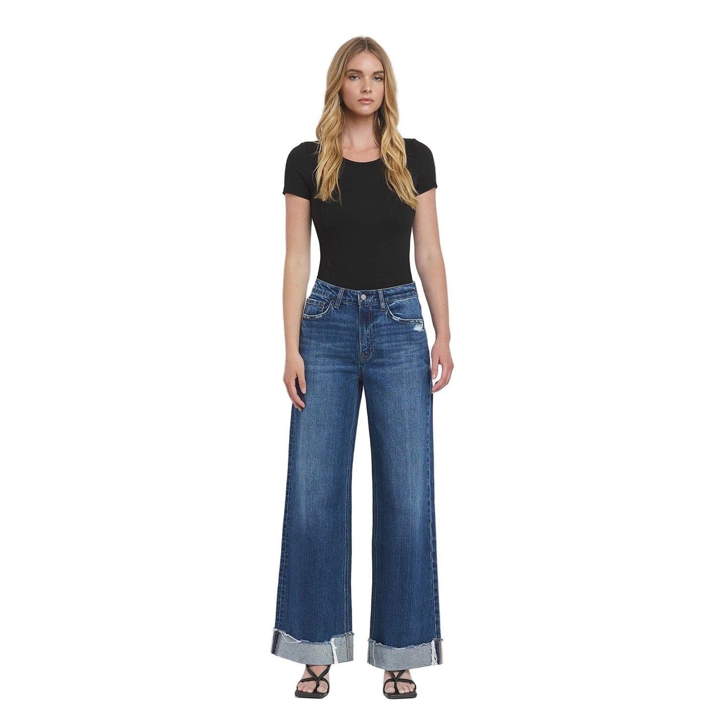 Women's Vervet Super High Rise Cuffed Baggy Wide Leg Jeans T6614