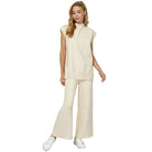 Women's Cream Cropped Wide Sweater Pants 