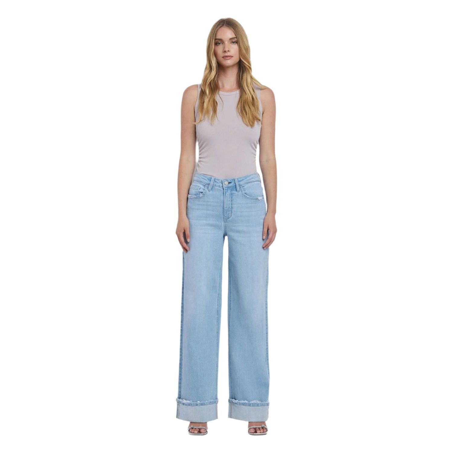 Women's Flying Monkey Super High Rise Cuffed Baggy Wide Jeans F5796 - Crazy House Western Wear