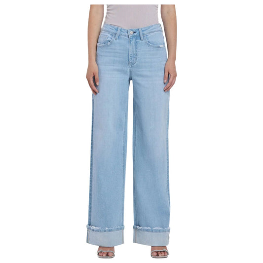 Women's Flying Monkey Super High Rise Cuffed Baggy Wide Jeans F5796
