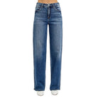 Women's Risen Jeans Tummy Control High Rise Wide Baggy Jeans RDP5951