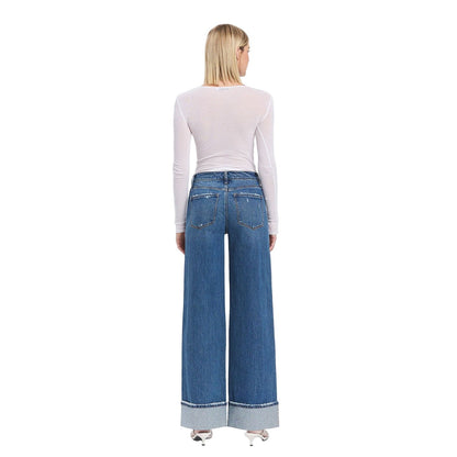 Women's Vervet High Rise Cuffed Panel Baggy Wide Jeans T6645