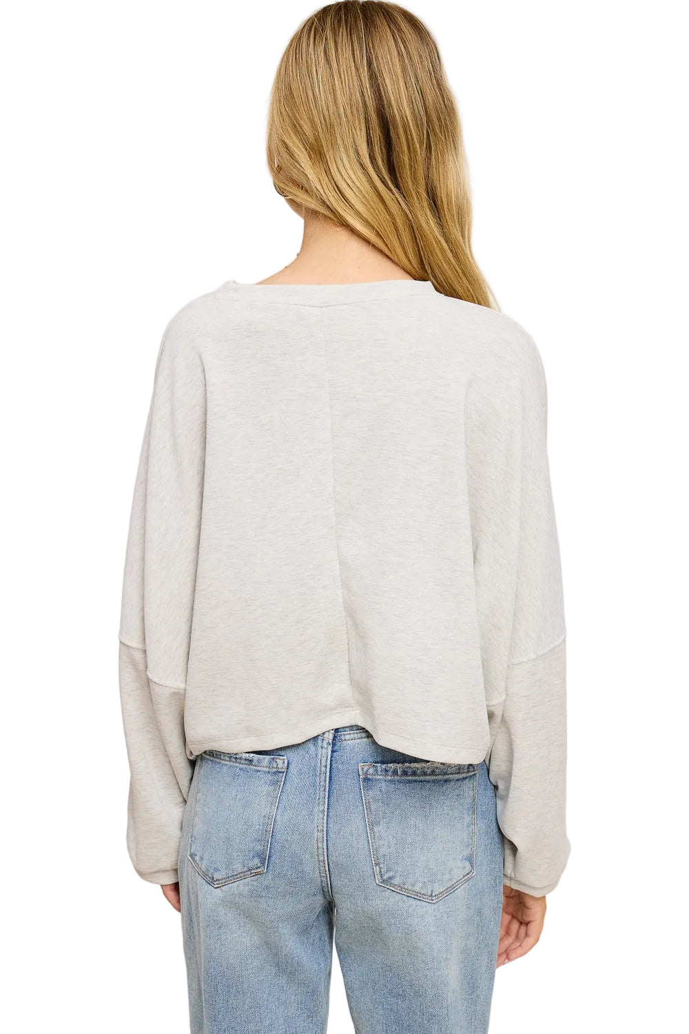Women's Oversized Scuba Long Sleeve Crop Top 
