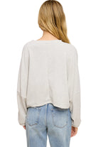 Women's Oversized Scuba Long Sleeve Crop Top 