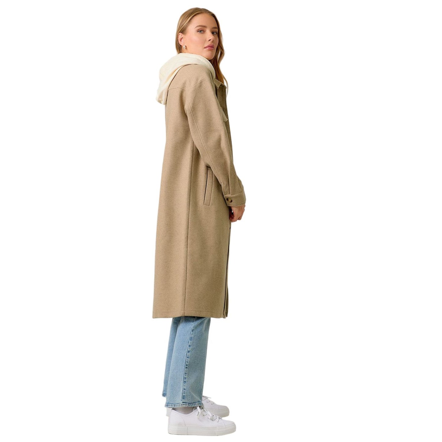 Women's Twofer Hoodie Solid Coat 60737