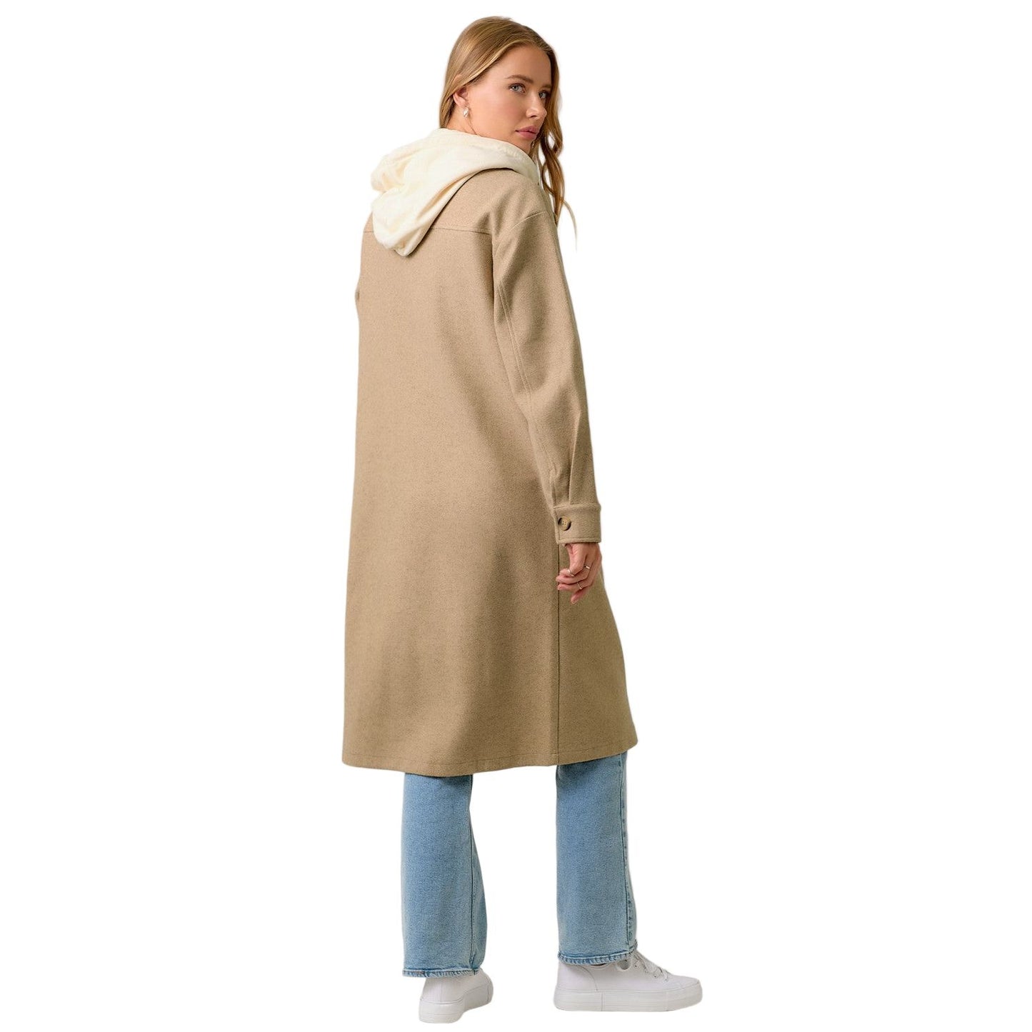 Women's Twofer Hoodie Solid Coat 60737