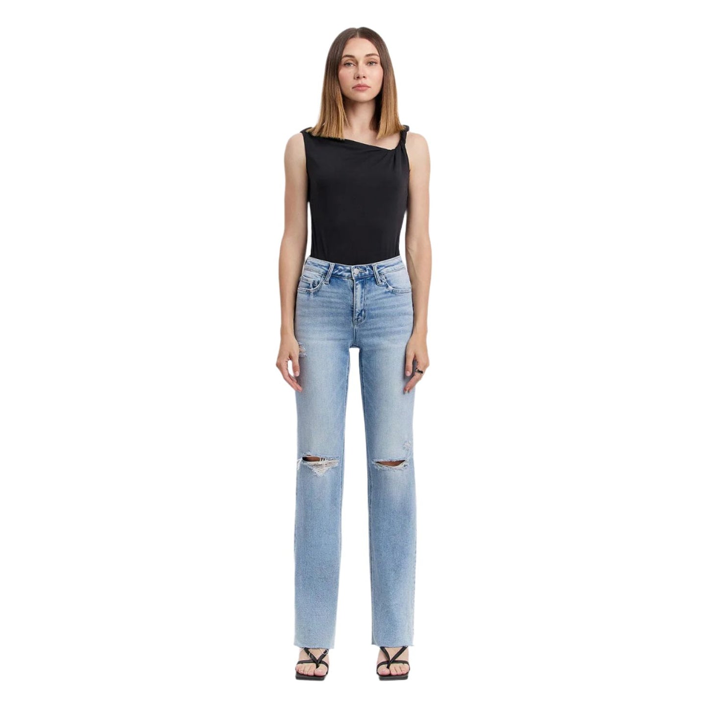 Women's Flying Monkey High Rise Distressed Slim Wide Jeans F5781 - Crazy House Western Wear