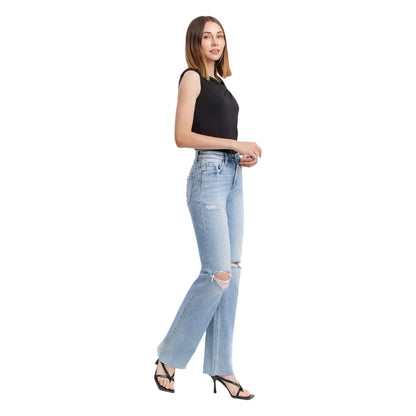 Women's Flying Monkey High Rise Distressed Slim Wide Jeans F5781 - Crazy House Western Wear