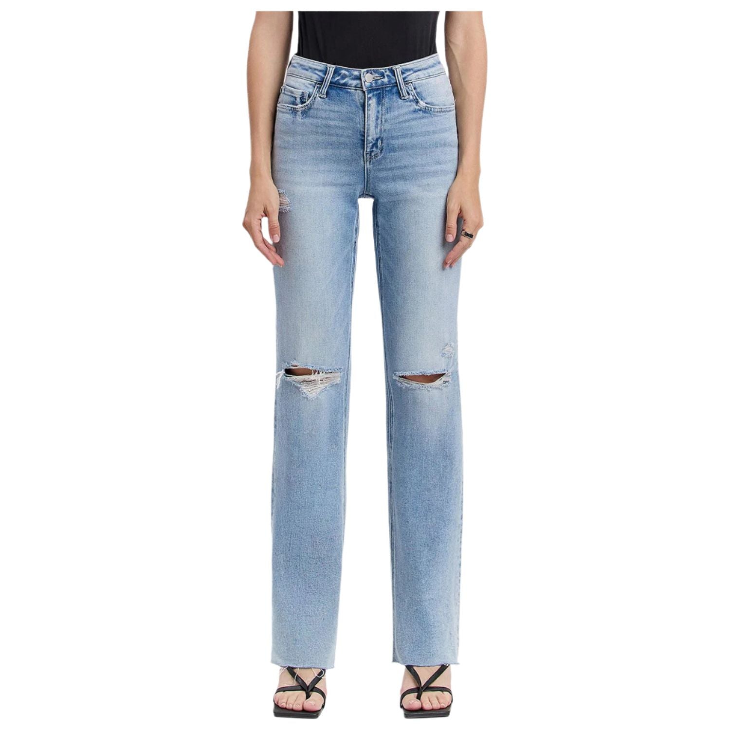 Women's Flying Monkey High Rise Distressed Slim Wide Jeans F5781 - Crazy House Western Wear