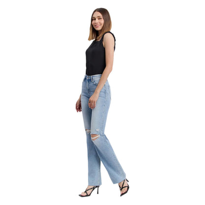 Women's Flying Monkey High Rise Distressed Slim Wide Jeans F5781 - Crazy House Western Wear