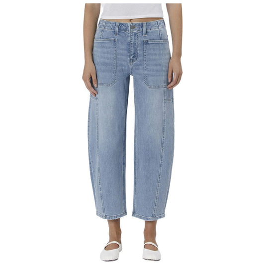 Women's Flying Monkey Super High Rise Elastic Band Barrel Jeans F583