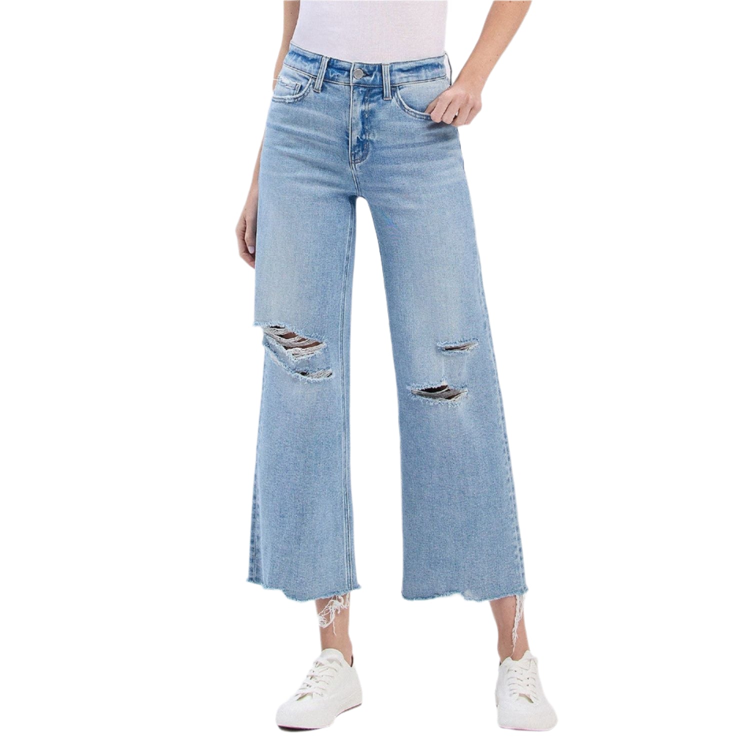 Women's Vervet High Rise Distressed Crop Wide Jeans F6001 - Crazy House Western Wear