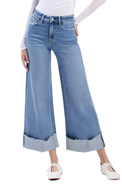 Vervet High Rise Cuffed Extreme Wide Leg Jeans