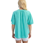 Women's Emerald Washed Linen V-neck Top PE1010