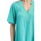 Women's Emerald Washed Linen V-neck Top PE1010