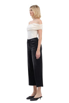 Vervet Women's Black High Rise Clean Cut Raw Hem Crop Slim Wide Jeans 
