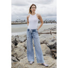 Women's Flying Monkey High Rise Drawstring Waistband Wide Leg Jeans F6065