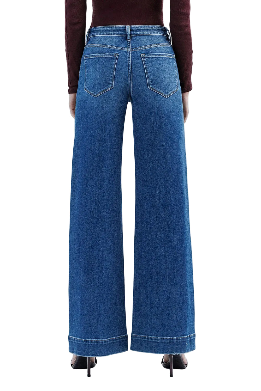 Women's Flying Monkey High Rise Trouser Hem Extreme Wide Leg Jeans F6014