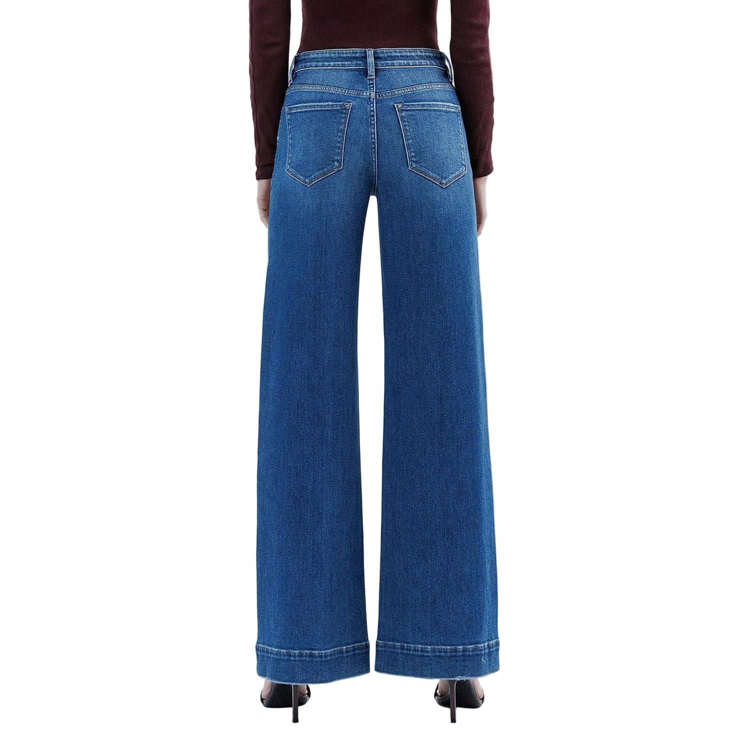 Women's Flying Monkey High Rise Trouser Hem Extreme Wide Leg Jeans F6014