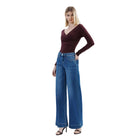 Women's Flying Monkey High Rise Trouser Hem Extreme Wide Leg Jeans F6014