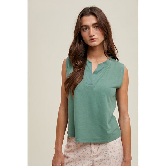 Women's Notch Knit Tank Top WL24-9920