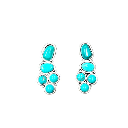 Women's Isac 1.3" Long Navajo Turquoise Stud Earrings 