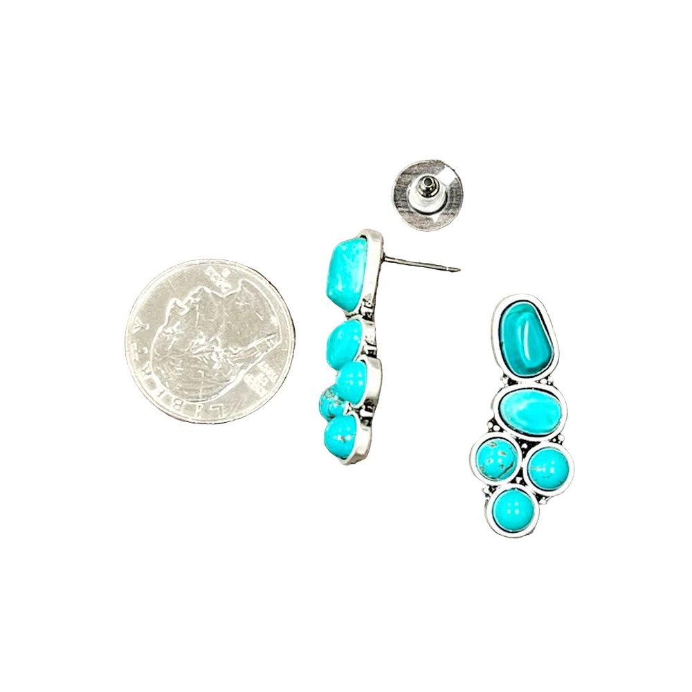 Women's Isac 1.3" Long Navajo Turquoise Stud Earrings 