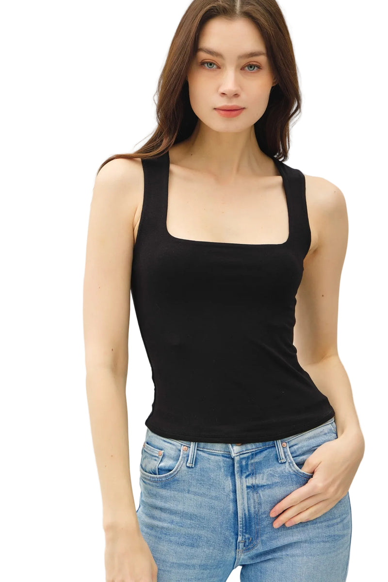 Be Cool Women's Double Lined Square Neck Tank Top 