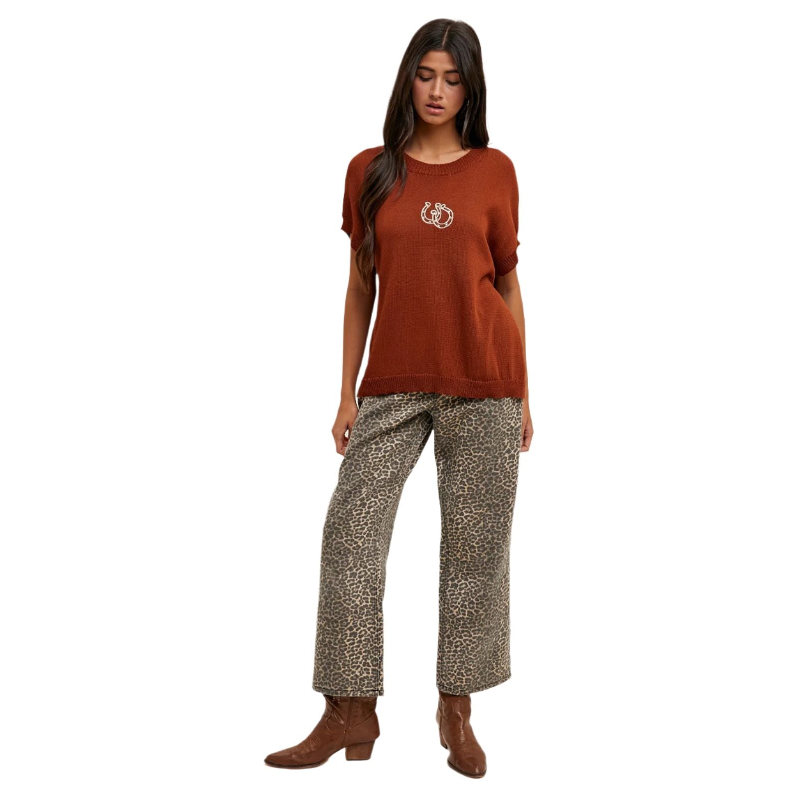 Women's Double Horseshoe Sweater Vest WL25-10916 - Crazy House Western Wear