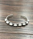 Isac Women's Oval White Turquoise Cuff Bracelet