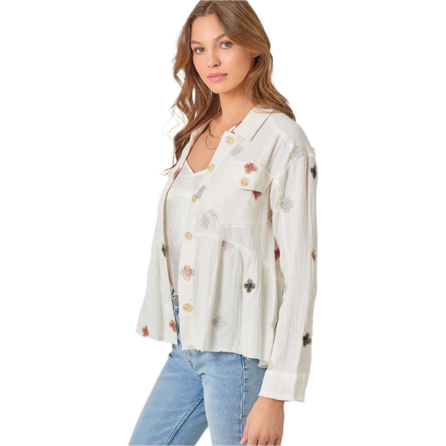 Women's Washed Peplum Jacket 61004-TOP