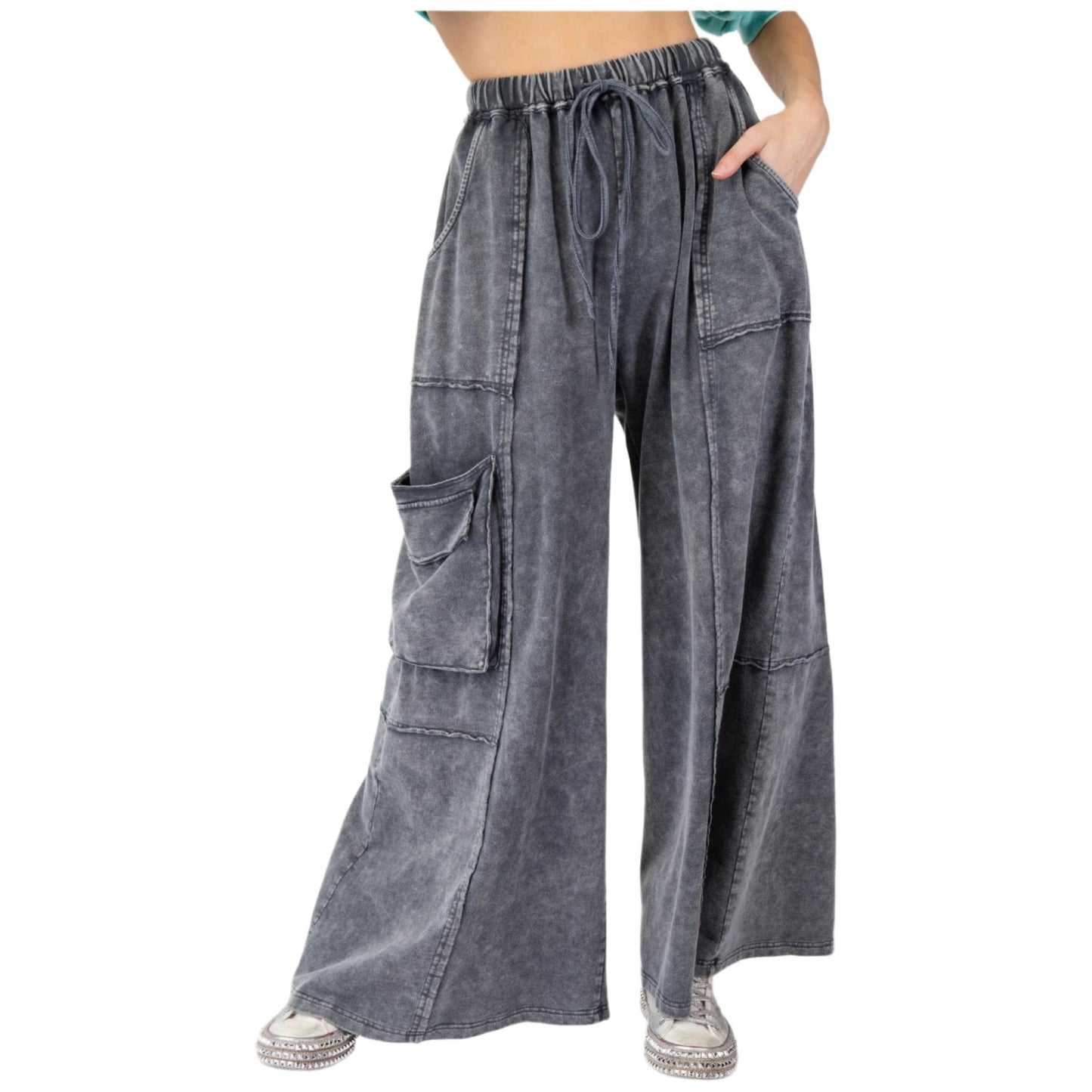 Women's Mineral Washed Terry Knit Pants EB90054 - Crazy House Western Wear