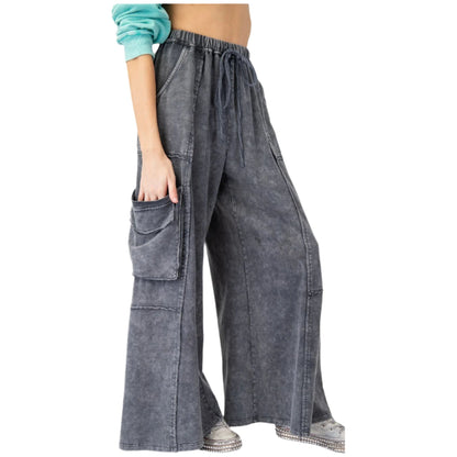 Women's Mineral Washed Terry Knit Pants EB90054 - Crazy House Western Wear