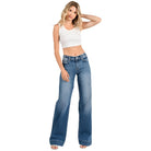 Women's Mid Rise Stretch Trouser Wide Leg Jeans P1365W - Crazy House Western Wear