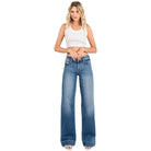 Women's Mid Rise Stretch Trouser Wide Leg Jeans P1365W - Crazy House Western Wear