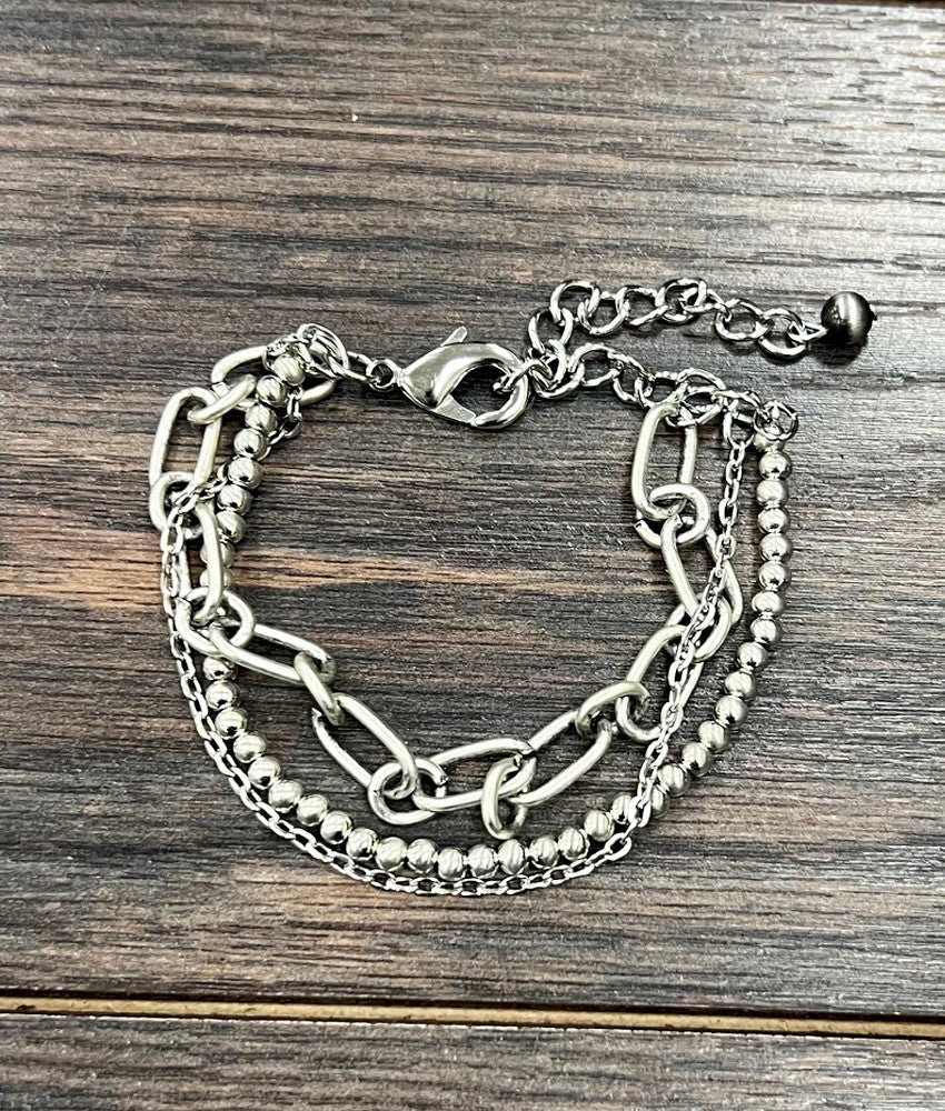 Women's Isac Silver Western Bead Strand Adjustable Bracelet 711591
