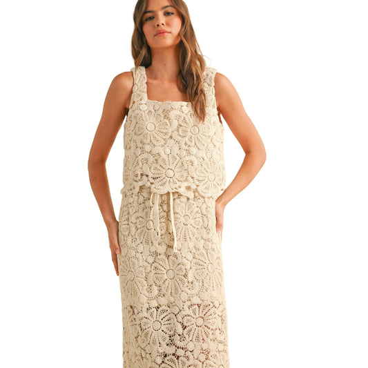 Women's Flower Crochet Sleeveless Top T5515ST