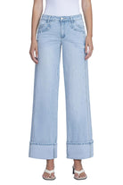Women's Vervet Super High Rise Light Wash Cuffed Baggy Wide Jeans T6515