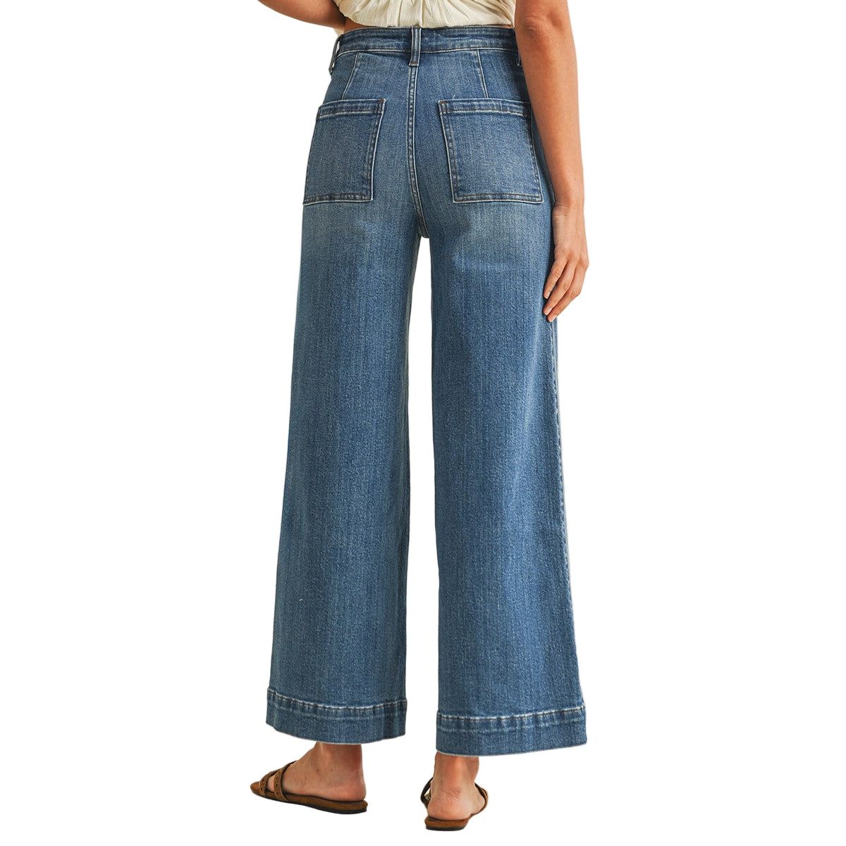 Women's Stretch High Rise Pin Tuck Wide Leg Jean AP6441