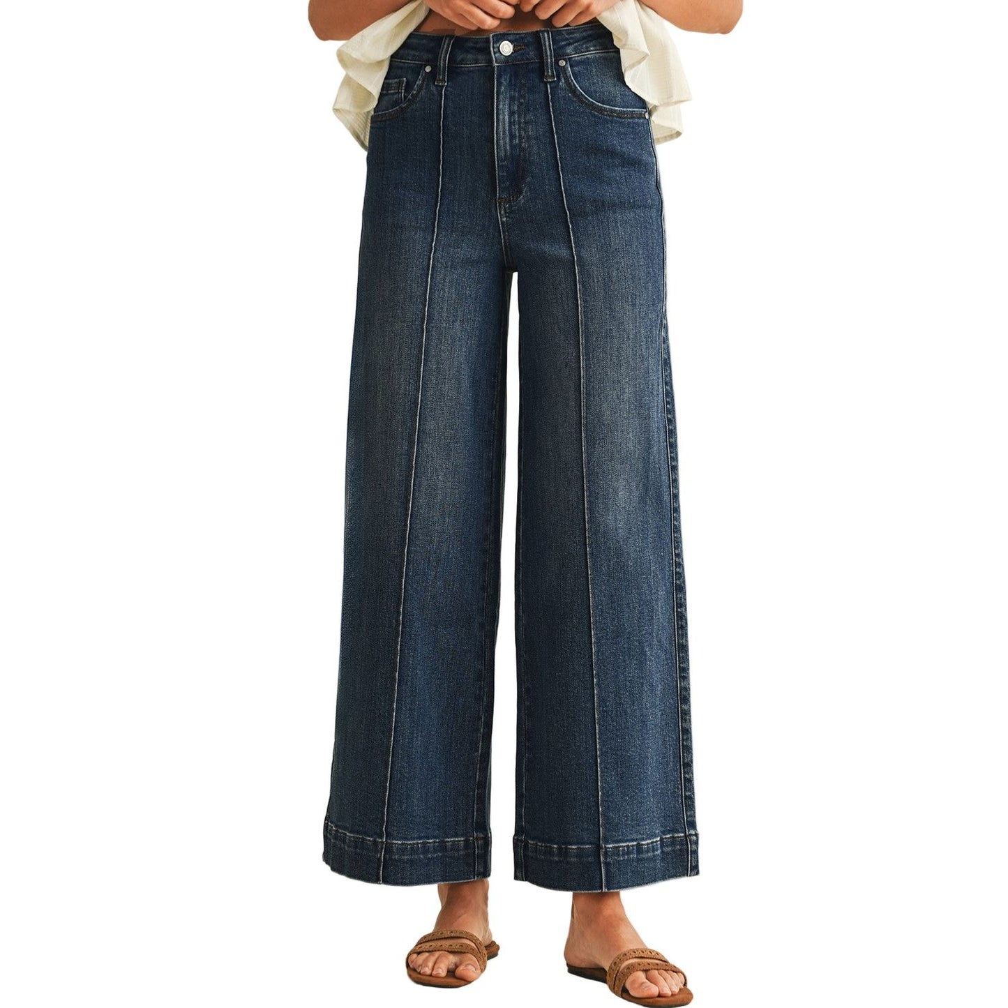 Women's Stretch High Rise Pin Tuck Wide Leg Jean AP6441