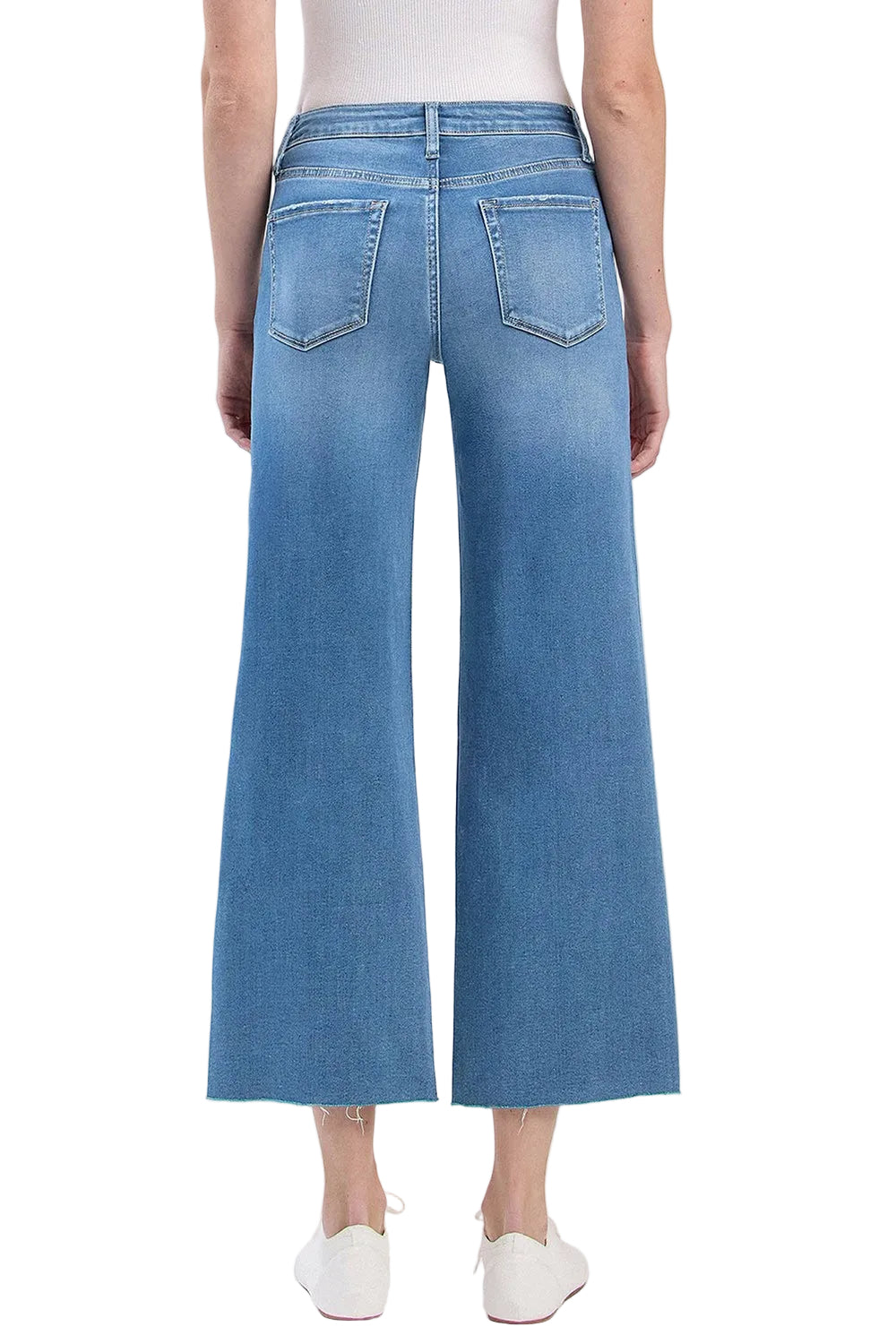 Women's Vervet High RIse Clean Cut Raw Hem Cropped Wide Leg Jeans V3632