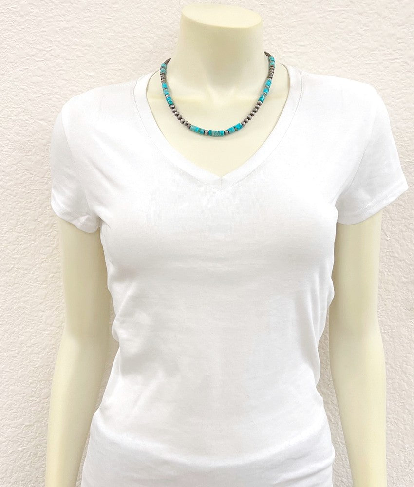 Isac Women's 18" Western 6mm Rondelle Gemstone Necklace 739212