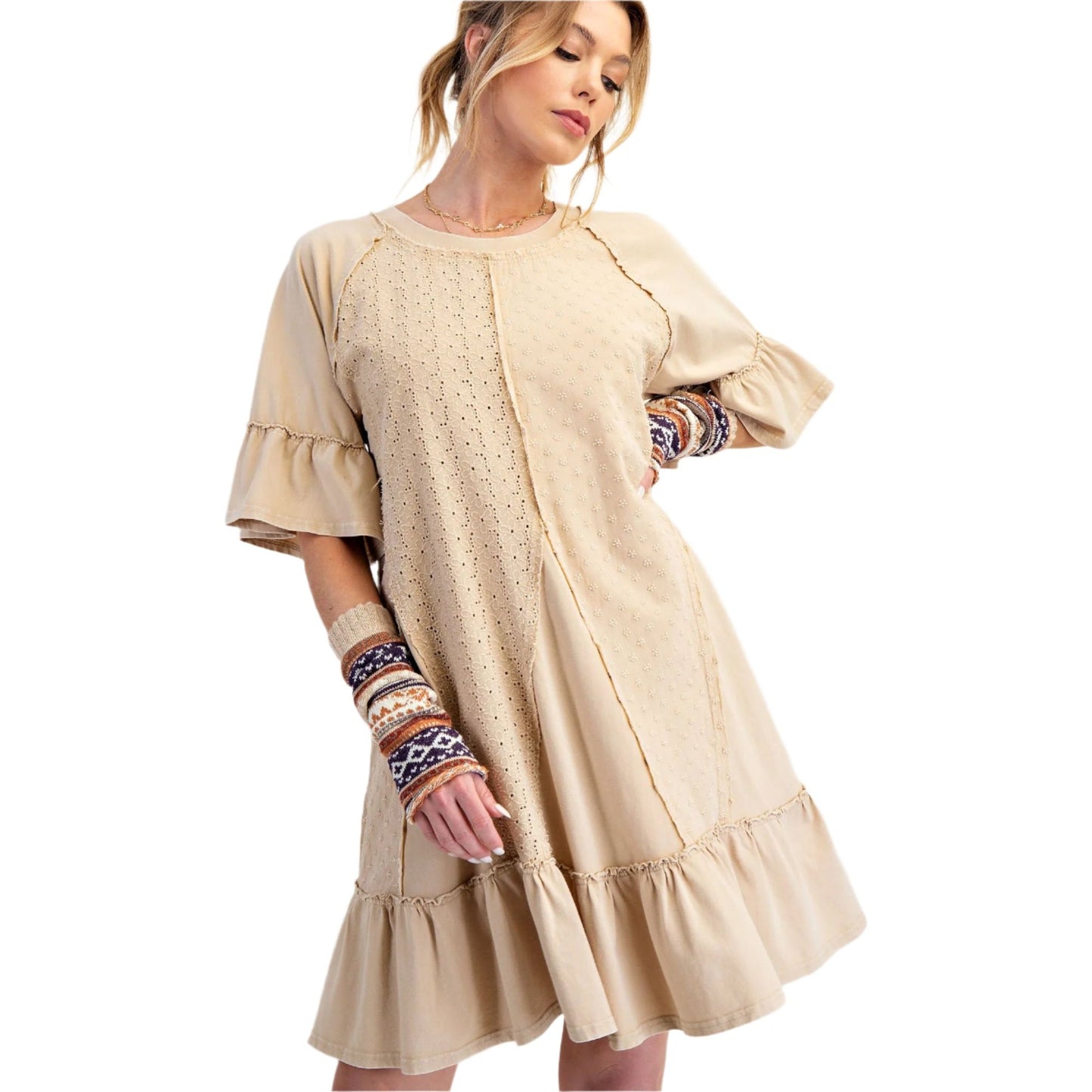 Women's Mineral Washed Cotton Mini Dress ED71633