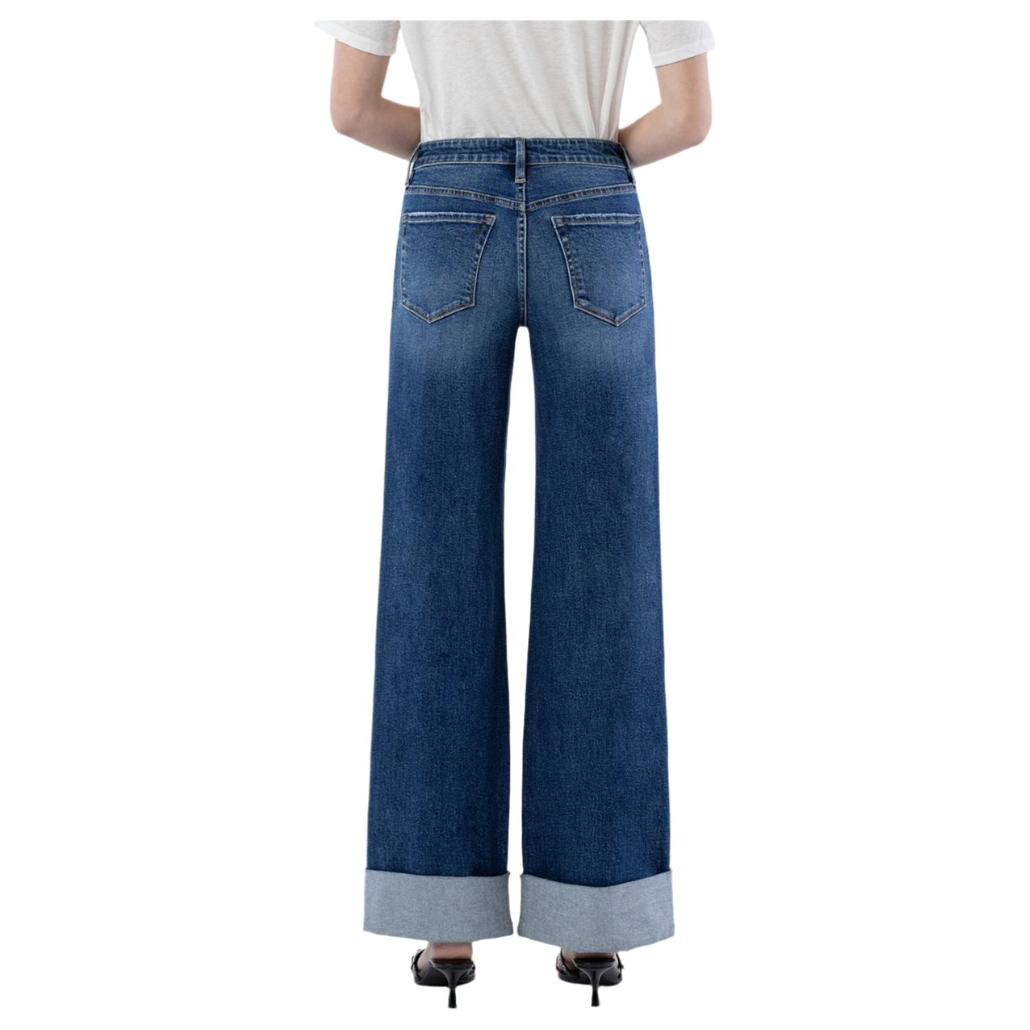 Women's Vervet High Rise Double Cuffed Wide Leg Jeans LV1830 - Crazy House Western Wear